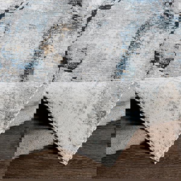 Livabliss Jolie-Abstract Grey Blue Ivory Brown Modern Marble Rug
