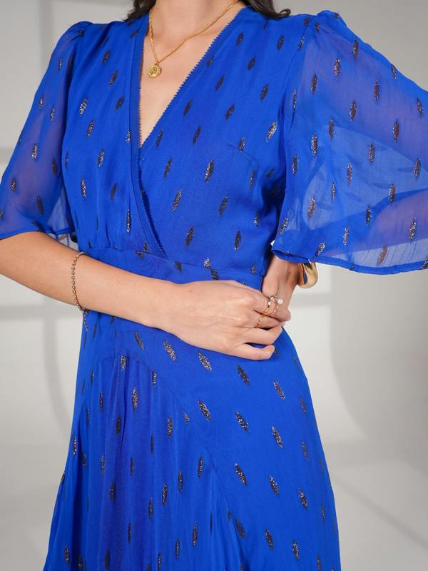 Rose & Nancy Talia Blue Sparkle Maxi Dress