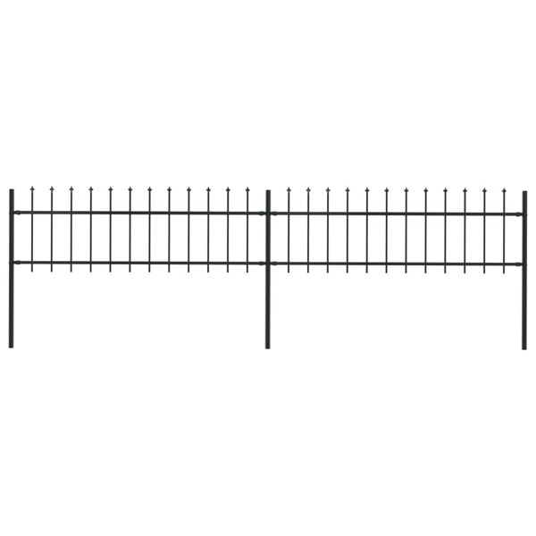 Berkfield Garden Fence with Spear Top Steel 3.4x0.6 m Black