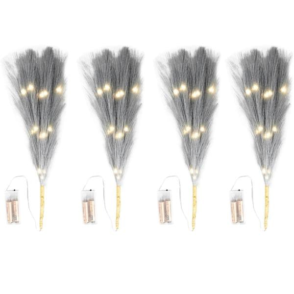 45cm to 100cm Prelit Grey Pampas Grass with Warm White LEDs, Battery Operated Indoor Decoration image 8