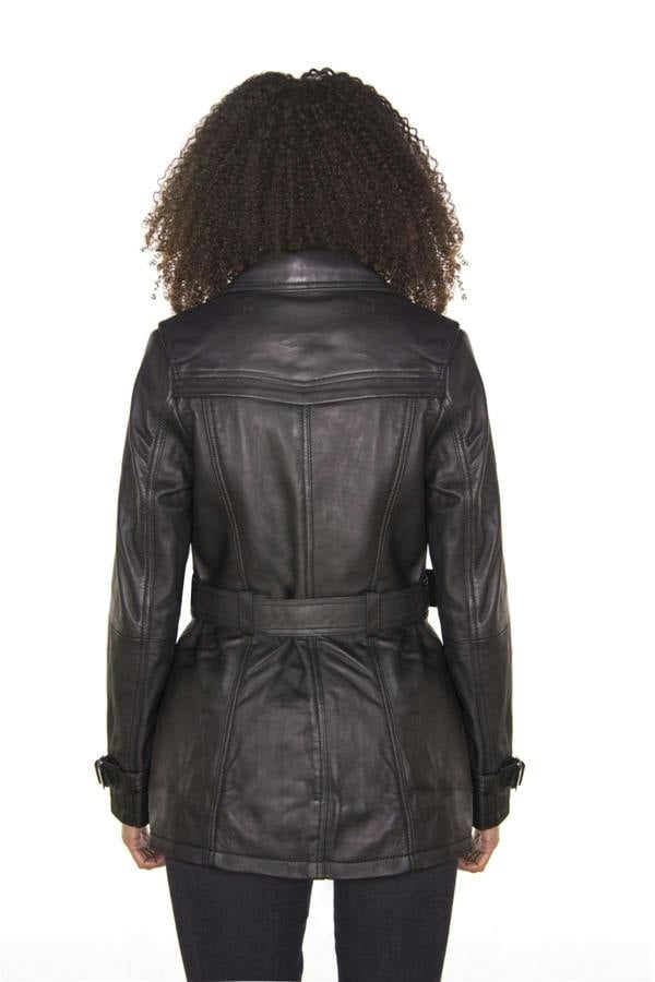 Infinity Leather Womens Nappa Leather Trench Coat-Mosul