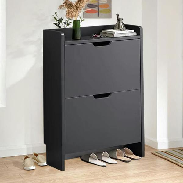 Havendro 2 Drawer Wooden Shoe Cabinet Freestanding Shoe Storage Rack Organiser