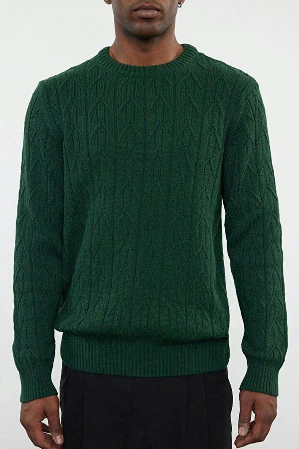 WOVCOR Crew Neck Textured Knit Men's Sweater