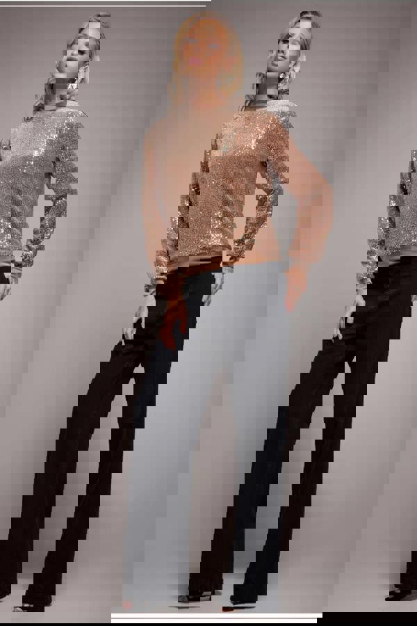 Sequin Velvet Jumper - Champagne T199