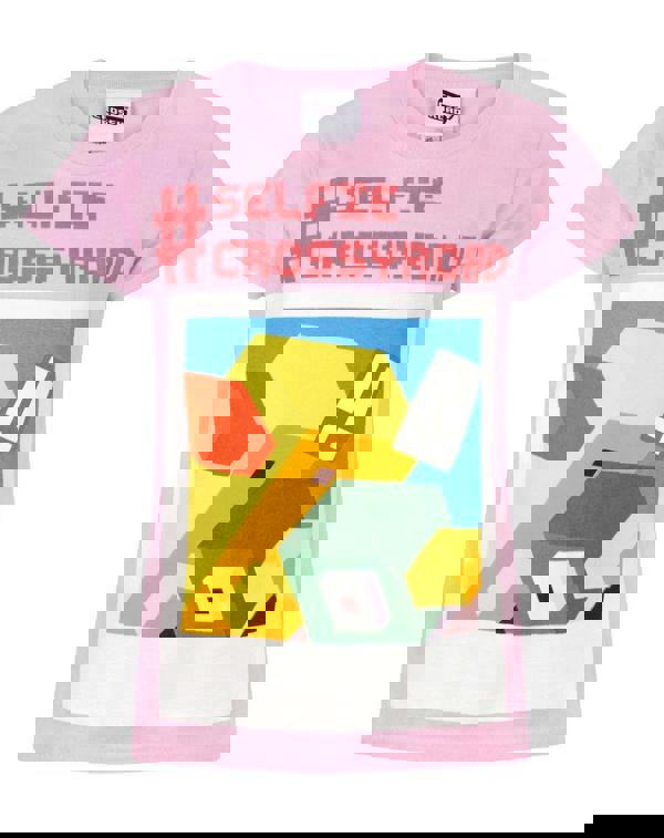 Crossy Road Girls Pink Selfie Short Sleeved T-Shirt