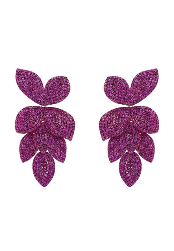 Petal Cascading Flower Earrings Rosegold Ruby Cz - LATELITA Earrings