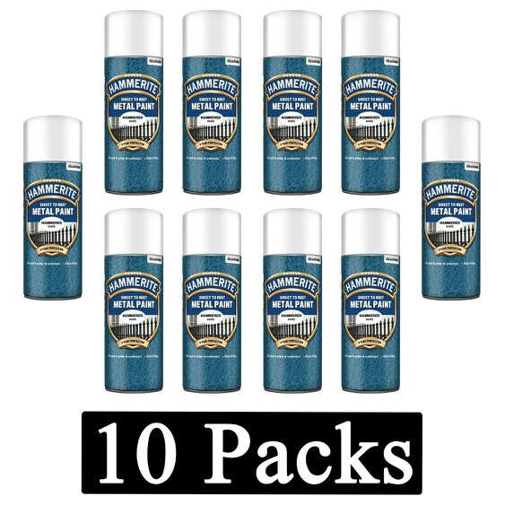 Hammerite 10X Hammerite Hammered White Spray Paint 400ml