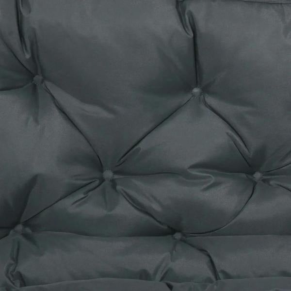 Dark grey diamond tufted cushion surface with stitched panel seams