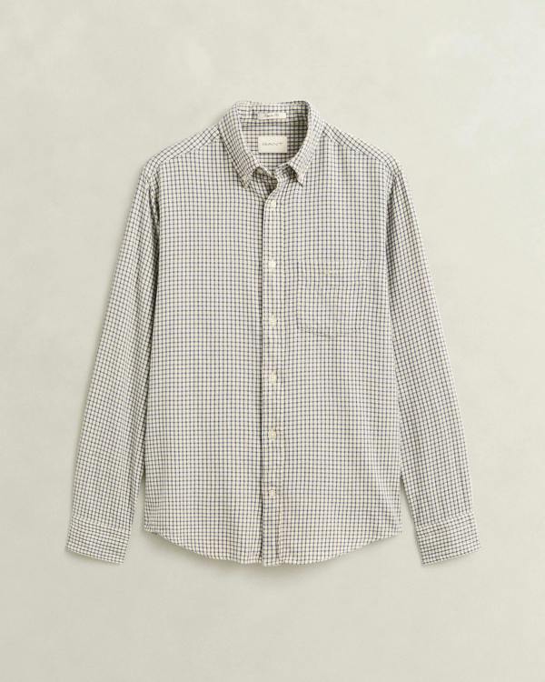 GANT Mens Regular Fit Windblown Flannel Check Shirt - 476 Blue Horizon | CHO | Designer Mens Long Sleeve Shirts