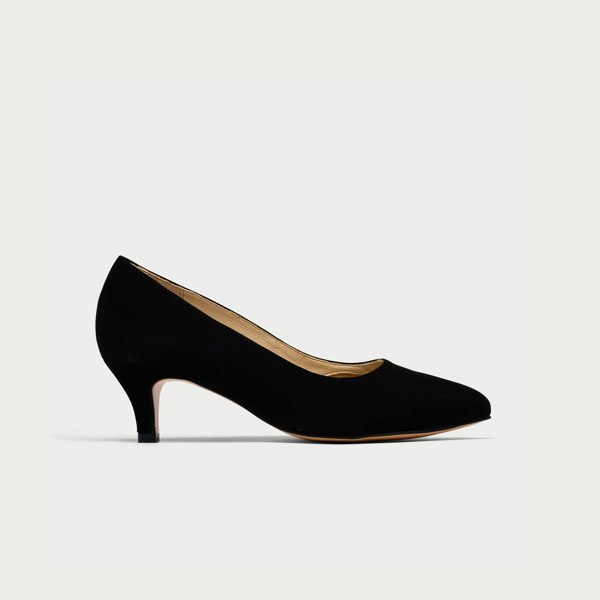 Calla Ava Kitten Heel Shoes for Bunions & Wide Feet - Black Suede