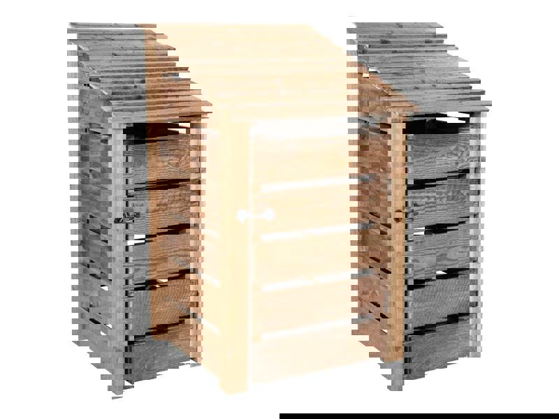 Arbor Garden Solutions Slatted Wooden Log Store With Door W-79cm, H-126cm or 180cm, D-88cm - Brown Finish