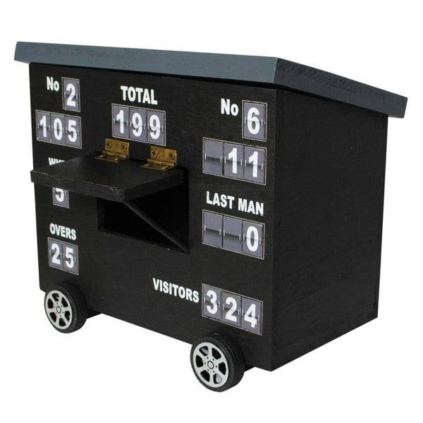 OLIPHANT Cricket Scoreboard Desk Tidy | Authentically Designed | Store Phones & Stationery | Personalise Scores | Grey, Wood