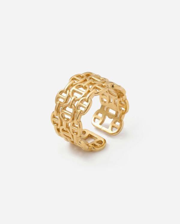 Elk & Bloom Chunky Intertwined Link Chain 14K Gold Ring