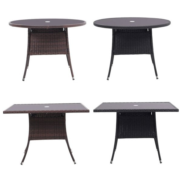 105cm Round/ Square Coffee Table Bistro Outdoor Garden Patio Tables & Parasol Hole Garden Dining Table Living and Home