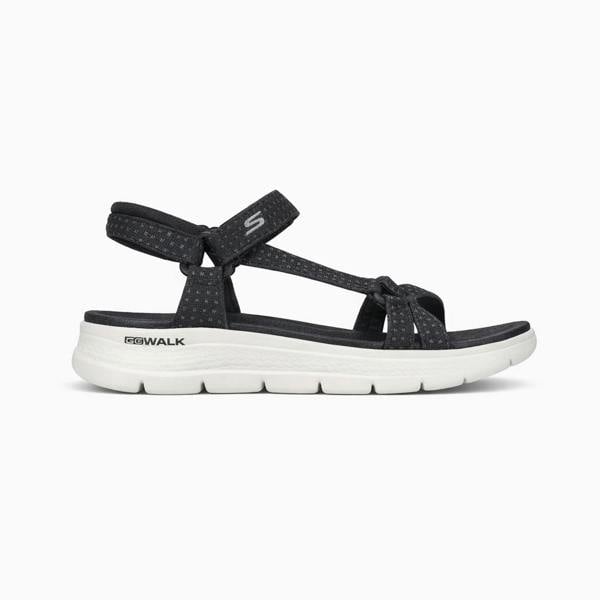 Skechers GO WALK FLEX Ankle Strap Sandals Sandals   in  Black/White