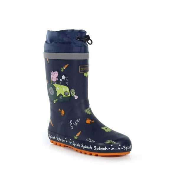 Regatta Childrens/Kids Splash Peppa Pig Wellington Boots - Navy/Orange/Green