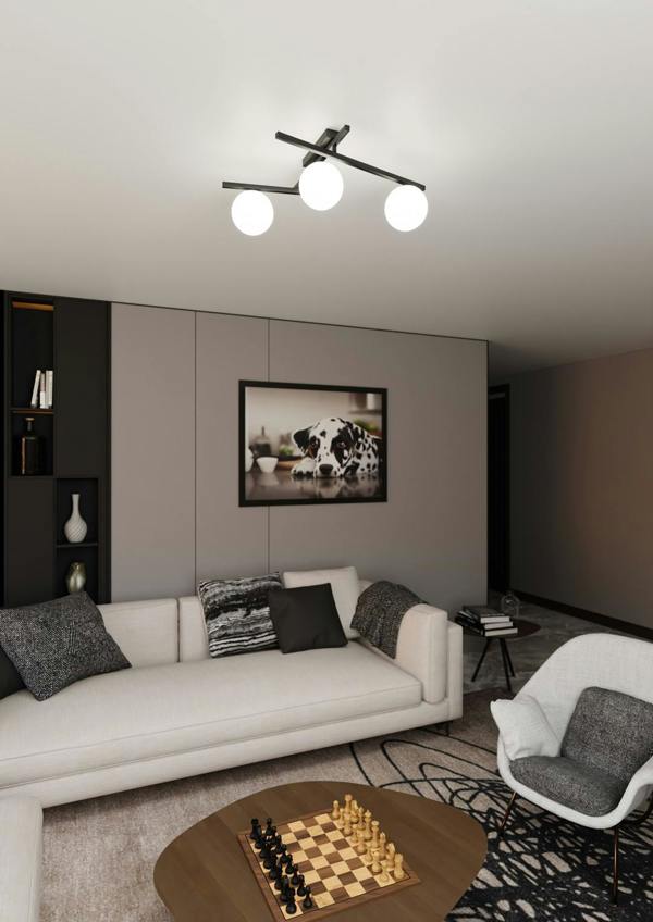 Emibig SMART Ceiling lamp  3 x E14 Black with White Shade