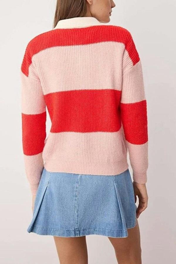WOVCOR Soft-Textured Polo Neck Knit Sweater