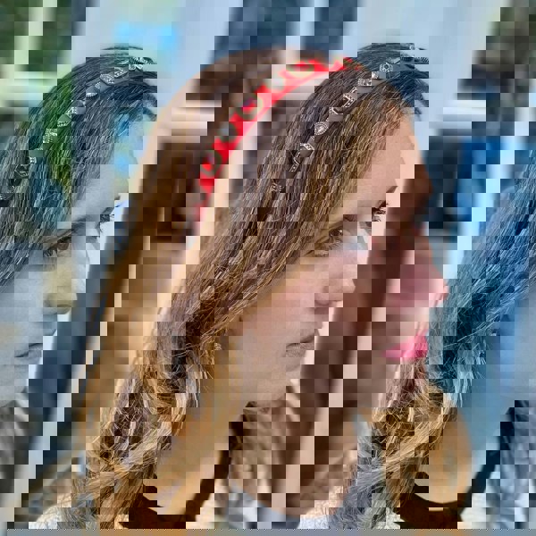 red headband red hair band christmas jewelled headband