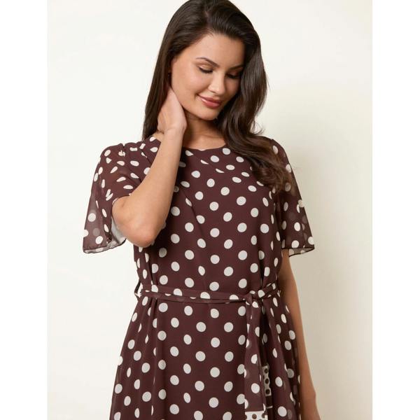 Blue Vanilla Polka Dot Short Sleeve Border Dress