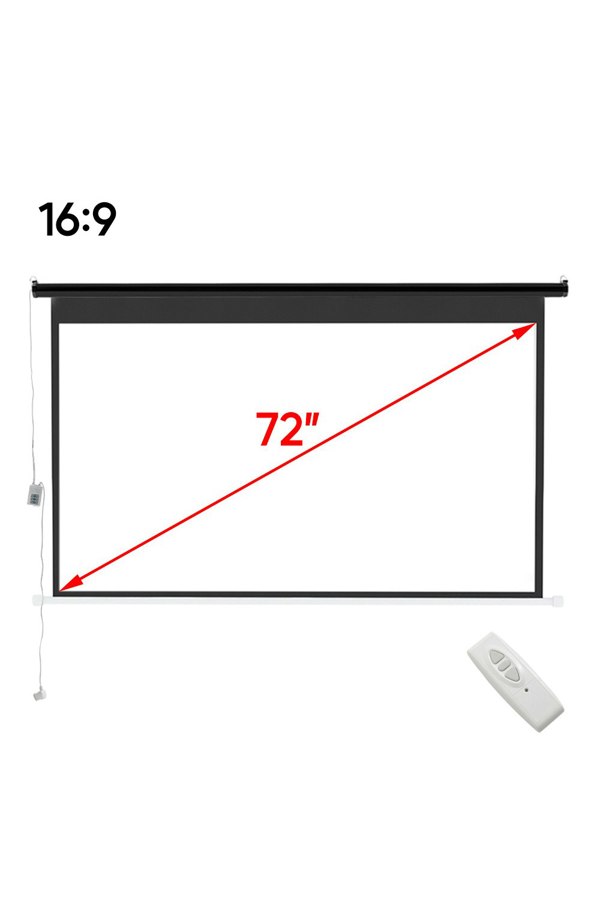 Living and Home 16:9 Electric Motorized Projector Screen with Remote, 72"