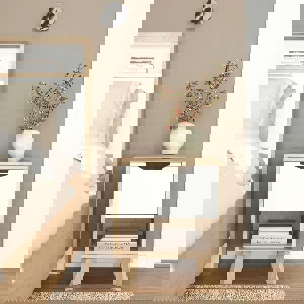 Furniture To Go Ikast Nightstand 1 Drawer in Jackson Hickory and White