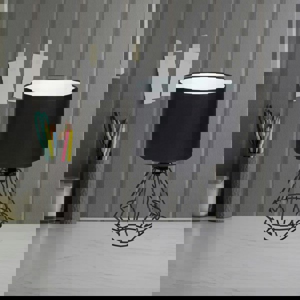 Milagro Colin Black Table Lamp 1XE27 Hand Made Matt Black Cage Style Lamps Creating Industrial Chic