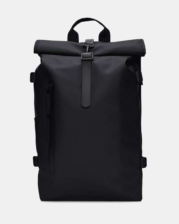 Rains Rolltop Rucksack Large - 01 Black - CHO - Designer Unisex Bags
