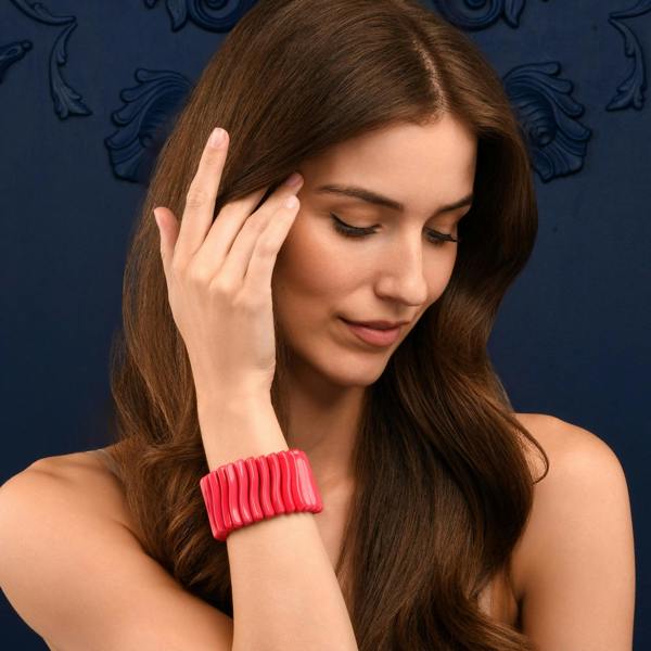 Zavana Wide Pink Chunky Bangle Bracelet for Women