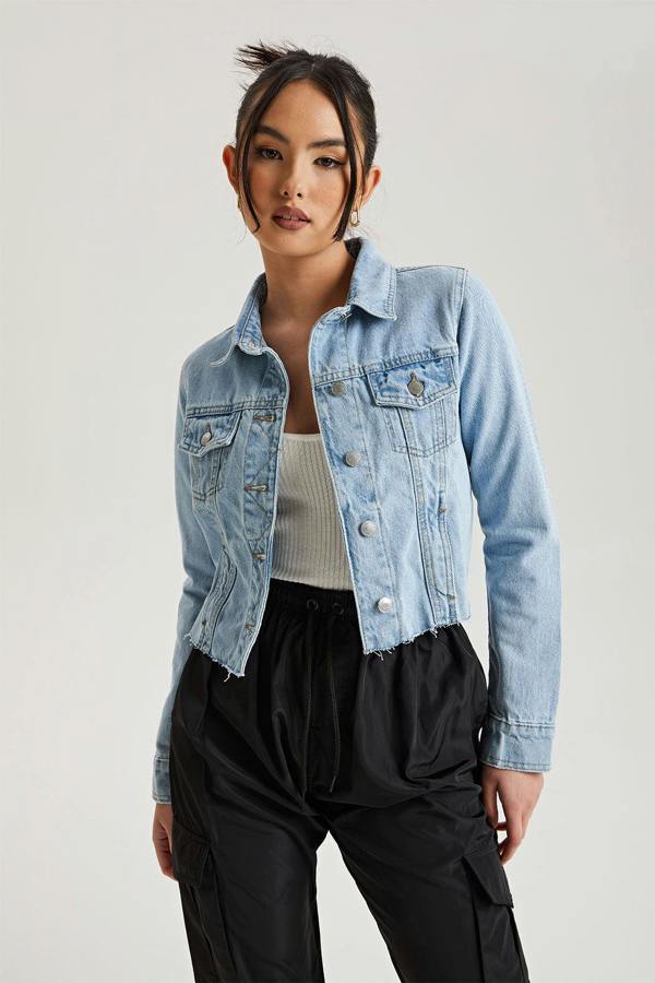 Urban Bliss Bleach Raw Hem Denim Jacket
