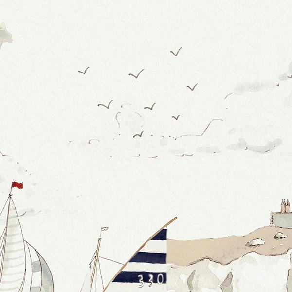 Sophie Allport Coastal Boats Langham White Wallpaper
