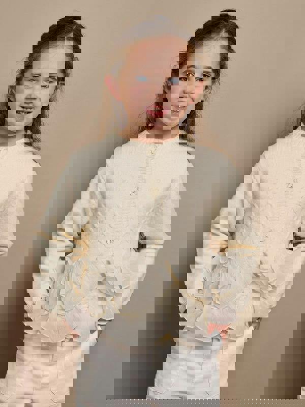 GWD Snowflake Ruffle Cream Cardigan