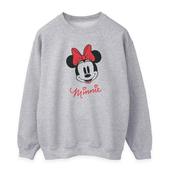 Disney Womens Minnie Mouse Face Heather Sweatshirt - Heather Grey