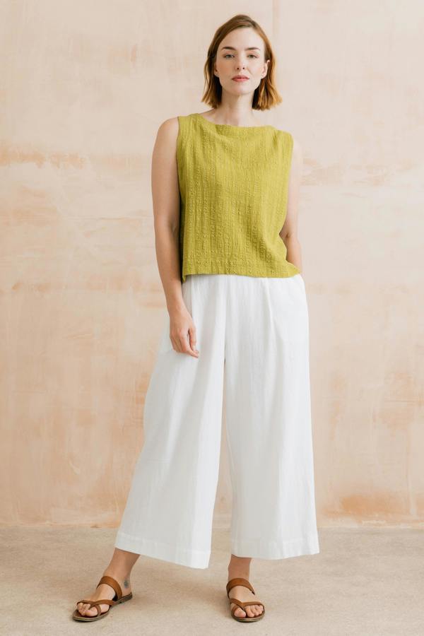 Lily & Me Summer Wide Leg Linen Blend Culottes White
