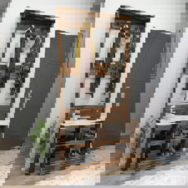 Destina Home Amelia Modern Hallways Coat Rack with 4 Shelves & Metal Hooks