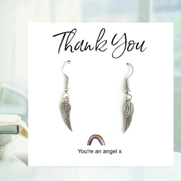 Aye Do Gifts Angel Wing Earrings on Rainbow Thank You & Gift Card