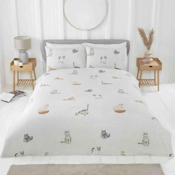 Purrrfect CATS Natural Duvet Cover Set