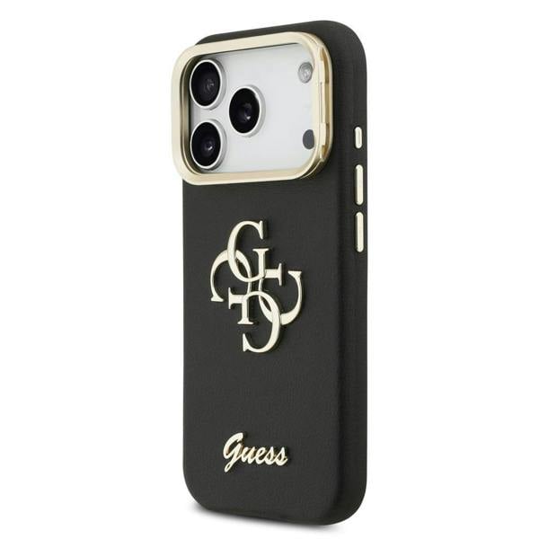 Guess PU Grained 4G Logo Stand Camera Frame Case for iPhone 17 Pro 6.3" Black - GUHCP17LPCS4GSK