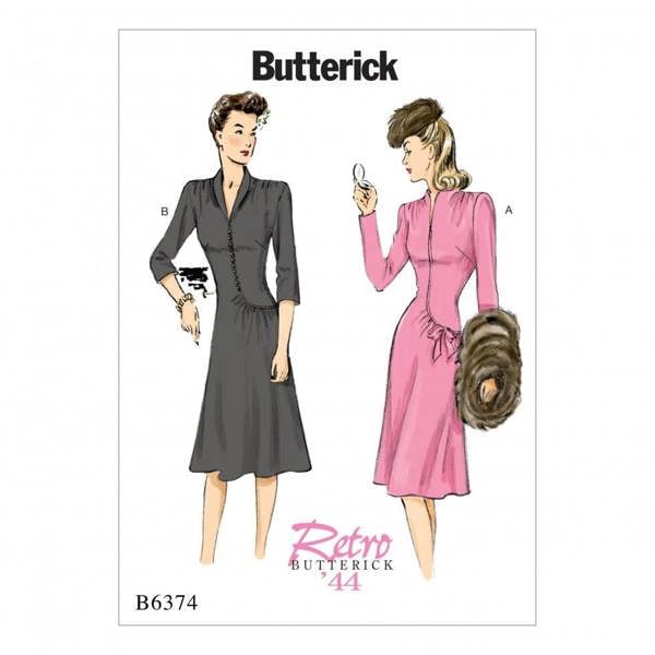 Butterick Sewing Pattern 6374, Dresses, Vintage Style for Women, 6-8-10-12-14 - Intermediate