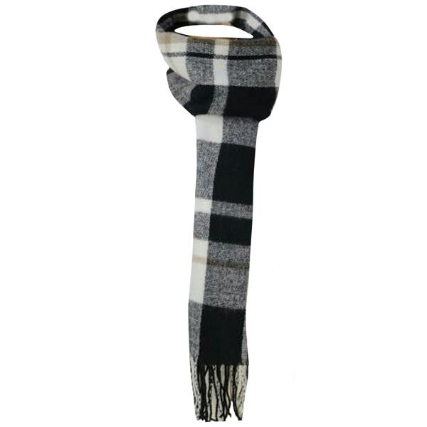 HyFASHION Womens/Ladies Supersoft Tartan Scarf - Black/White/Grey - 