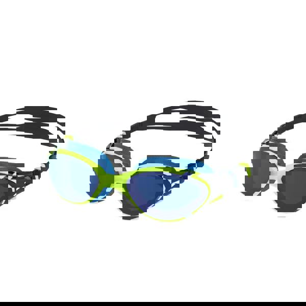 Speedo Biofuse 2.0 mirrored swim goggle in blue and neon yellow