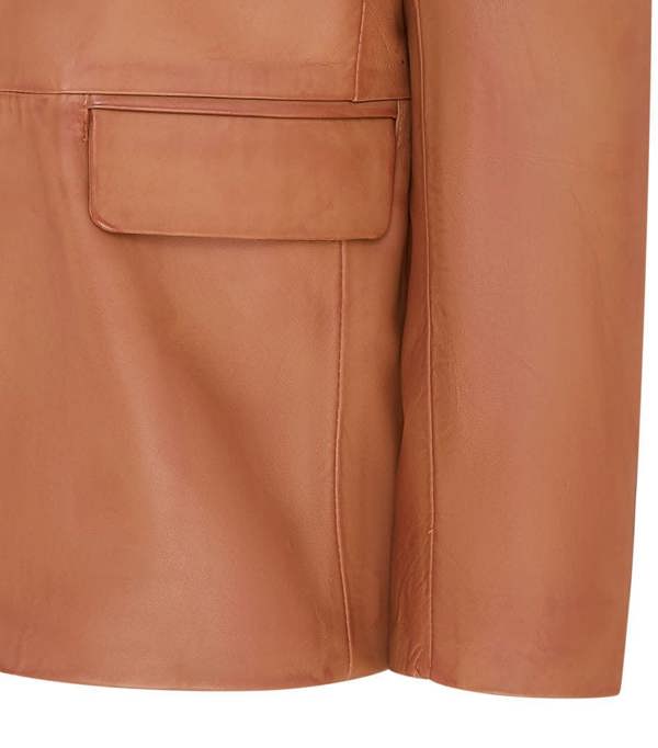 Infinity Leather Mens 3 Button Italian Leather Blazer Jacket - Fauske