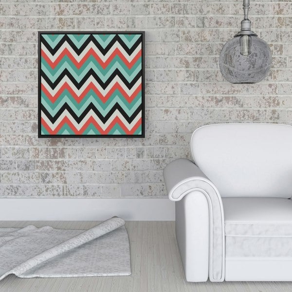 Warren Reed Geometric Colored Chevron Pattern Framed Canvas