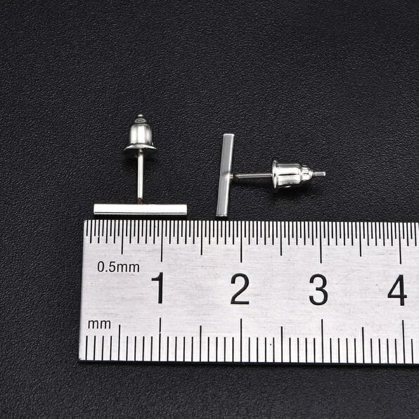 The Colourful Aura Silver Gold Bar Minimalist Geometric Tiny Small Line Staple Unisex Stud Earrings