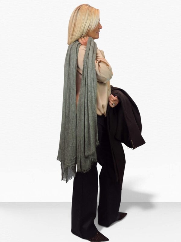 Paulo Due Lightweight Two Tone Crinkle Shawl Scarf