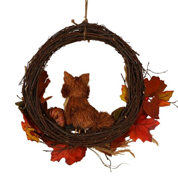 Country Living Rattan Fox Wreath