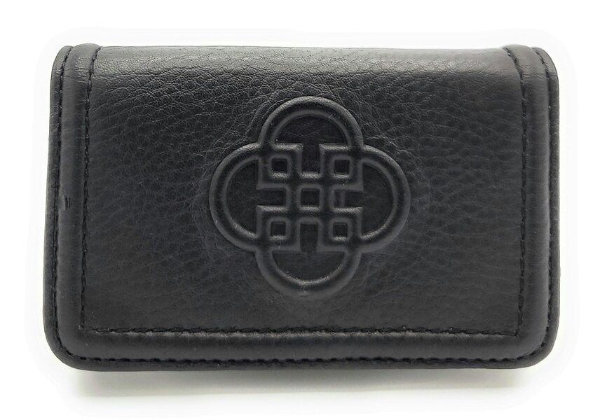 SADDLER JADE Real Leather Designer RFID Credit Card Holder | Gift Boxed - Black