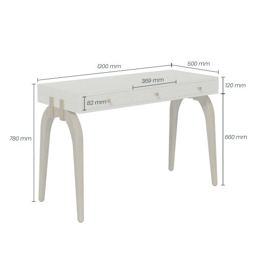 Wyld Haus Palermo White Textured and Oak Three Drawer Desk 3 Drawers