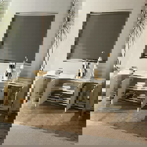 Athena TV Stand, Cream & Gold-Weilai Concept-Weilai Concept