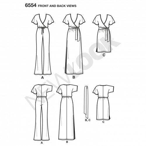 New Look Sewing Pattern 6554, Dresses, Jumpsuits, Belts for Women, A (6-8-10-12-14-16-18) - Easy
